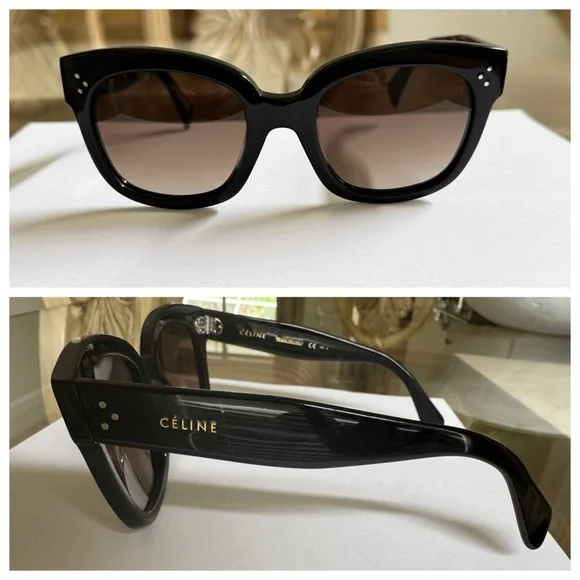 Celine New Audrey CL 41805/S Sunglasses Black/Brown Gradient Lenses - Picture 1 of 12